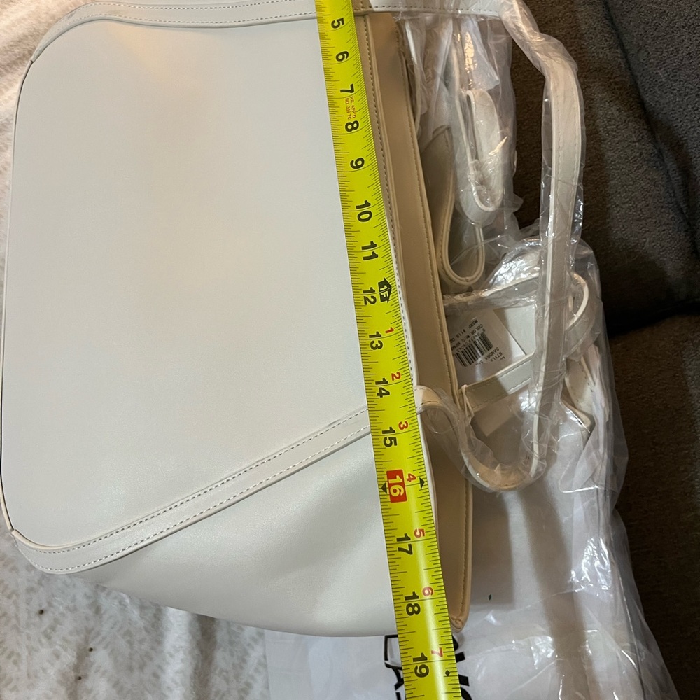 NWT Cavalli Class Large Sandra Shopper Tote Bag Satchel White Asparagus - Picture 7 of 9